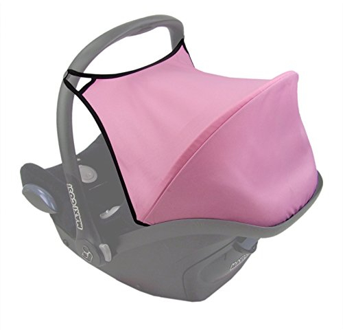 BAMBINIWELT Sonnenverdeck Sonnendach Sonnenschutz für Babyschale kompatibel mit Maxi Cosi CABRIO-FIX + GRATIS Gurtpolster (rosa)