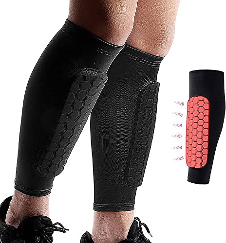 Football Sock Sleeves, Soccer Shin Guards Sleeves, OXFUZZ 1 Pair Football Shin Guards, Football Shin Pads, Calf Protective Sleeve Professional Crashproof Shin Guards for Men, Women and Youth (M)