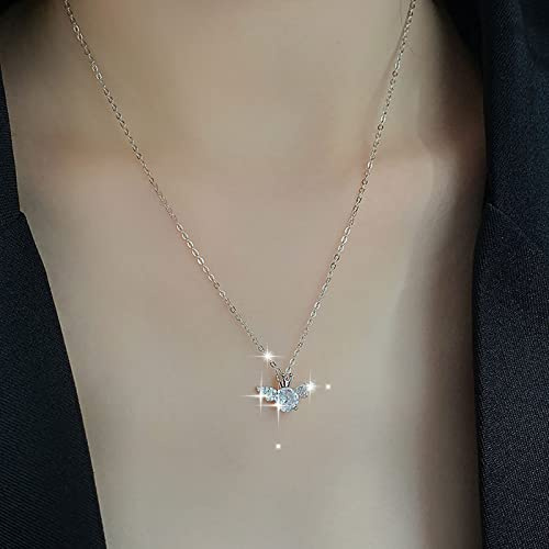 TseenYi Angel Wing Pendant Necklace Silver Cz Solitaire Diamond Necklace Cubic Angel Wing Necklace Shine Crystal Wing Necklace Chain Jewelry for women and Girls Gifts