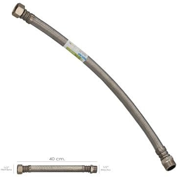 ORYX Tuyau flexible renforcé en acier inoxydable thermos mâle 1/2 - femelle 1/2 Longueur 400 mm