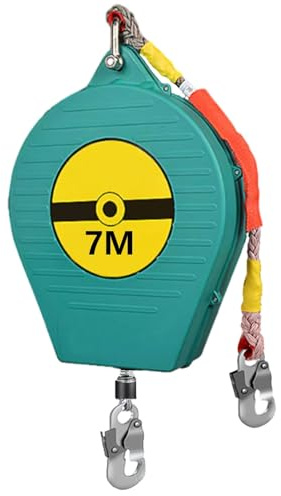 VFDZ Dispositivo Anticaídas Retráctil 3-20m, Verde/Amarillo Línea de Vida Retráctil Portátil, Profesión Equipos Anticaidas Retractil Seguridad para Trabajos Aéreos, Carga Máxima:150kg(Verde, 7m)