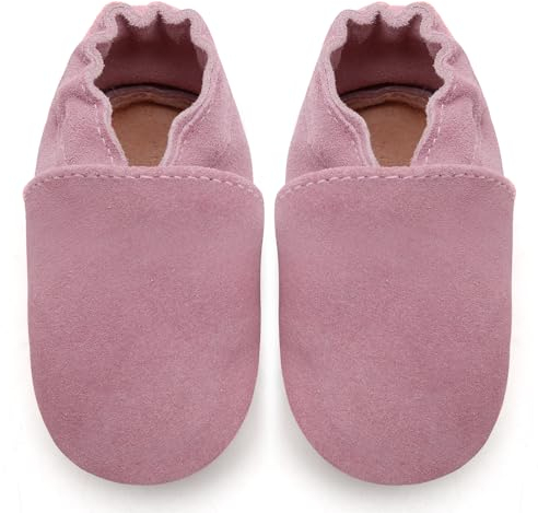 IceUnicorn Baby Lauflernschuhe Krabbelschuhe Baby Mädchen Jungen Lederpuschen Weicher Leder Wildledersohlen Lederschuhe Babys(Rosa, 12-18 Monate)