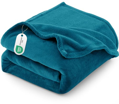 CozyLux Coperta Pile Plaid Divano 150x200, Plaid Singolo in Flanella Premium, Coperta Morbida e Calda, Leggera e Traspirante per Letto Decorativa, Lavabile in Lavatrice, Blanket 150x200 cm, Turchese