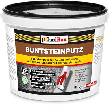 Isolbau BP90 Enduit de peinture pour extérieur et intérieur (graphite, anthracite) 15 kg – Enduit de décoration mosaïque résistant au gel, imperméable et résistant aux chocs
