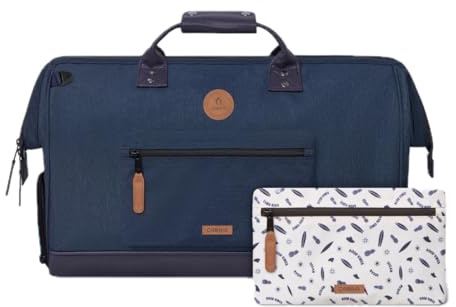 CABAIA - Sac de Voyage Duffle Adventurer Port Antonio 40L - Compatible Bagage Cabine 45x30x29 - Déperlant & Certifié Vegan - 2 Poches - Compartiment à Chaussures - Sac Week-End, Sac de Sport - Bleu