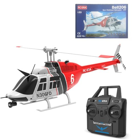 MasterBrickPlay RC Helicopter, RC ERA C138 1/33 Scale 206 Airplane 2.4G 6CH Military Aircraft Helicopter Model with Optical Flow Positioning, Indoor Aircraft Flying Toy for Beginner Adults