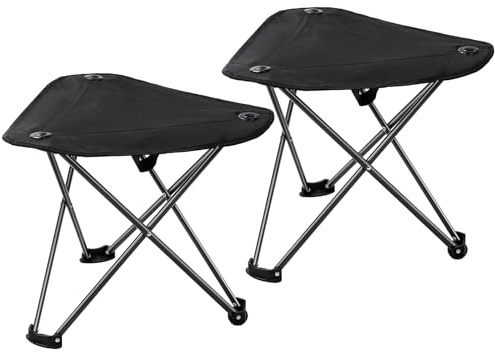 REDCAMP 2-Pack Folding Tripod Chairs with wide Seat Surface, Lightweight Portable Tripod Seat Stool, Small Camping Chairs for Adults Outdoor Backpacking Fishing, Black