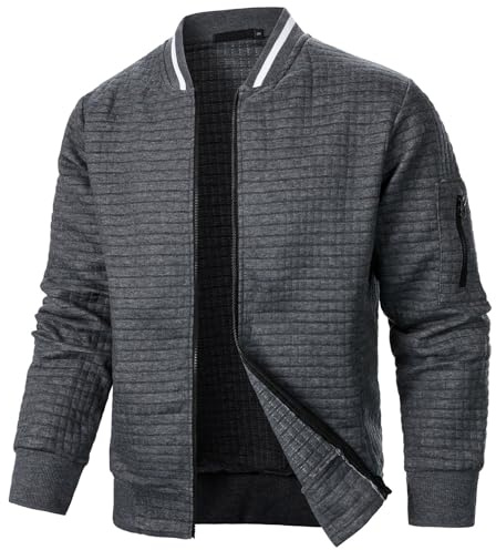 Bomber Uomo Leggero, Giacche Estive Uomo, Giacca Aviatore da Baseball Collo Alto Cerniera Antivento Primaverile Sportiva Giubbotto Moto Uomo Estivo Outdoor Quotidiana Stile Casual