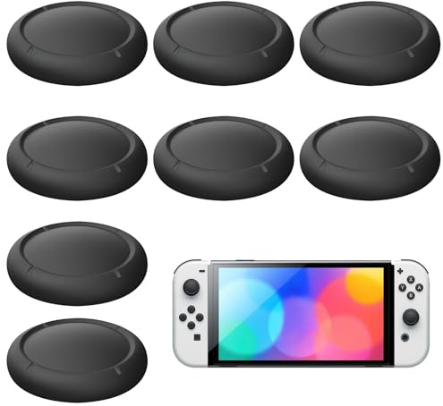 4 Pairs Replacement Button Caps, Black Silicone Thumb Grips, Reusable Joystick 3D Grips Caps, Easy Installation Controller Black Grip Covers, for Switch-Lit, Enhanced Gaming Experience