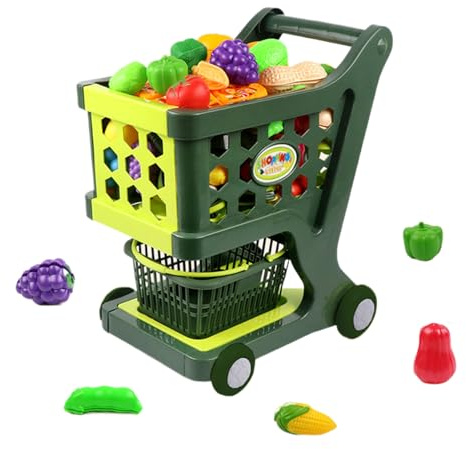 Zegaqae Carrello della Spesa per Bambini,Kit Carrellino Della Spesa Per Bambini | Giocattolo Carrello Della Con Design A Bordi Circolari,per Capodanno, Compleanno, Natale, Festa dei