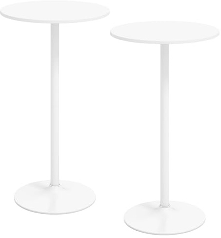 GIANTEX Runt barbord, Bistrot pubbord med justerbar höjd och metallbas, modernt cocktailbord för vardagsrum, café och restaurang (vit, 2)