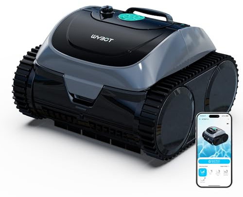 WYBOT C1-P Robot de Piscina y Robot limpiafondos Piscina, Robot Piscina limpiafondos y Paredes - 4 en 1 Aspirador sin Cable, succión Mejorada, 5 Modos, App, 155m² –Verde Acero Jade