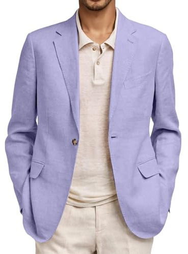 Linen Blazers for Men UK Causal Long Sleeve Lightweight Button Linen Jackets with Pocket Summer Solid Color Fit Suits Comfortable Breathable Business Coats Leisure Soft Plus Size Jacket