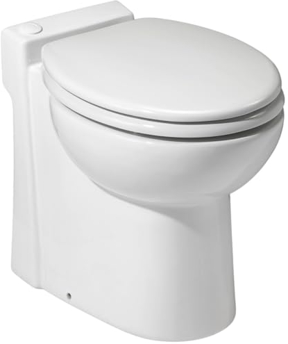 SANIPRO - WC Broyeur Intégré Turboflush - Broyeur WC avec WC à Poser Inclus - Double Chasse 1L/3L - Céramique Anti-Calcaire - 47 x 37 x 54,5 cm - Made in France - Blanc