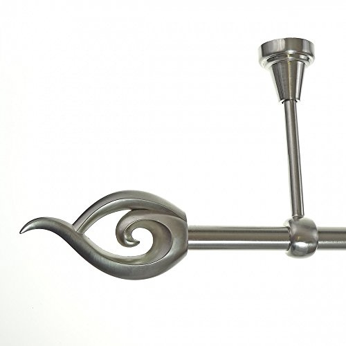 BASIT Gardinenstange Deckenmontage 1 läufig 240 cm lang Edelstahl Look Set Metall I 1-läufige Vorhangstange Deckenmontage Ø16mm I 120-600cm wählbar D14