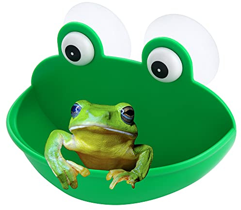 Pensino Frog Habitat Frog Dish Holder with Suction Cups, Cute Frog Terrarium Decor Fish Tank Decoration for Tree Frog Toad Tadpole (1 Pack)