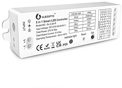 GLEDOPTO 5 in 1 Smart LED Strip Controller Zigbee 3.0 RGBCCT RGBW RGB WW/CW DIMMER Lichtleistenanschluss 2.4G RF Fernbedienung Alexa Sprachsteuerung APP mit Amazon ECHO PLUS Tuya SmartThings DC12-54 V