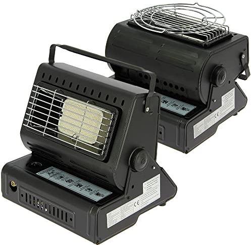 Portable 2in1 Gas Stove Cooker & Heater System 1.3kw Camping Carp Bivvy Fishing Fits 227g And 450g Butane Cannisters (Black)