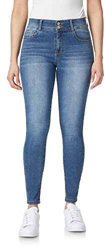 WallFlower Women's Flirty Curvy Skinny High Rise Insta Stretch Juniors Jeans (Standard and Plus), Yves, 14 Plus