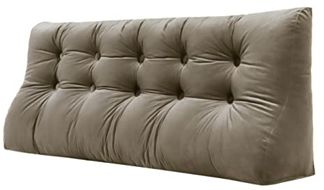 VERCART Rückenkissen Lang Keilkissen Hohen Rückenlehne Kissen Wandkissen Lesekissen Nackenstüzkissen Lendenkissen fü Bett Kopfteil Gepolstert Sofa mit Waschbar Bezug Samt 160cm Hellbraun