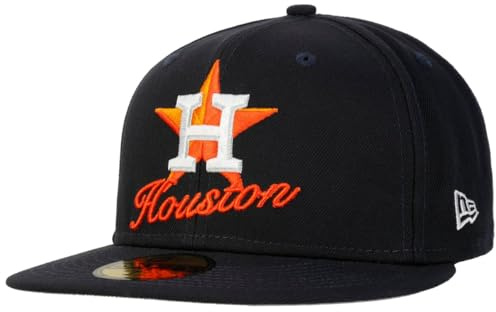 New Era 59Fifty MLB Houston Astros KepsEra Herrar - flat brim hatt basebollkeps fitted cap med skärm höst-vinter Vinter - 7 1/2 (59,6 cm) mörkblå