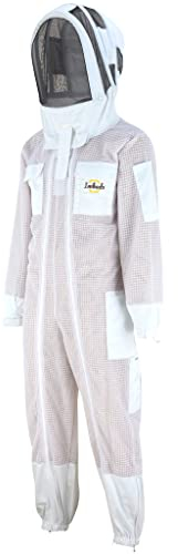 Imkado Atmungsaktiver Imkeranzug, Schutzbekleidung für Imker - Schutz vor Bienenstichen (L, Schleier: Fechtschleier)