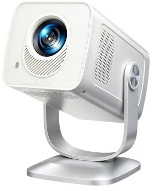 TOPTRO Mini Projector 1080P 4K Supported【Android 13 & Short Throw】 Portable Smart Projector with 270° Adjustable Stand, WiFi 6 Bluetooth 5.4, Auto Keystone, Home Movie Projectors Silver Gray