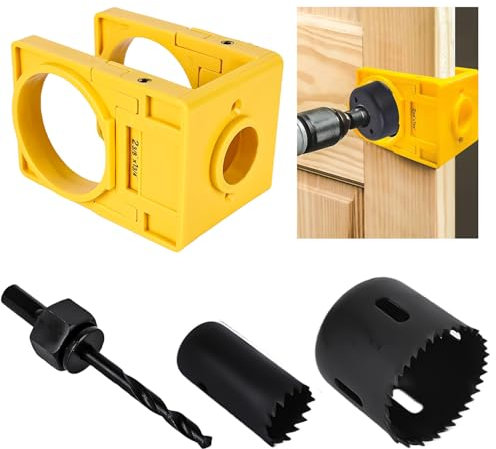 Wooden Door Lock Installation Kit: 4-Piece Set Including Door Lock Hole Saw, Lockset Installing Tool, Fitting Tool for Wooden Doors