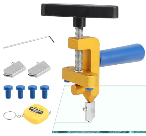 LALAGO 2 IN 1 Glasschneider Set,Glass Cutter Tool, Glas Schneider schneiden mit 2 Schneidköpfer,Bandmaß*1 und Schraubenschlüssel*1, Glasschneider für Spiegel