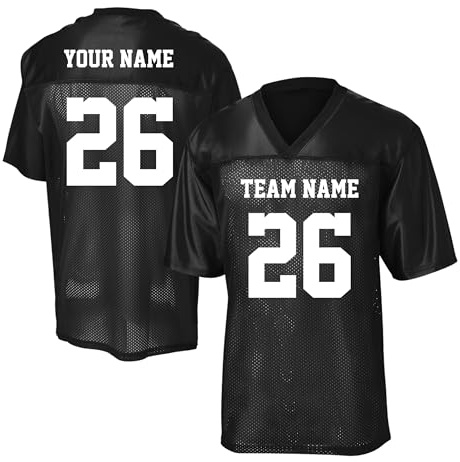 Custom Football Jerseys for Men Personalized Team Name & Number Football Soccer Jersey 2 Side (Black-M)