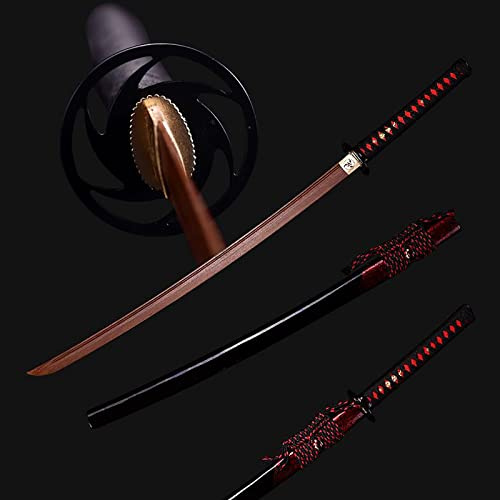 HJHUUA Katana in Legno,Lama in Palissandro Naturale,Bokken Fatto a Mano,Fodero in Legno massello con Vernice Spray,Spada Samurai in Legno da 103 cm per Cosplay,Kendo,Regali