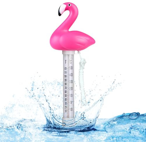 Termometro galleggiante, per piscina, vasca da bagno, piscina e stagno (fenicottero)