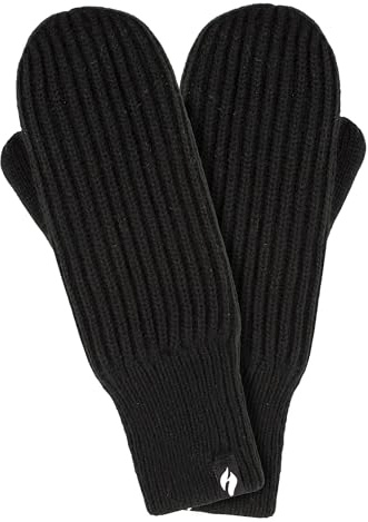 HEAT HOLDERS Thermal Insulated Mittens For Men & Women For Winter Thick Warm Heatweaver Knitted Gloves For Cold Weather (S, Black)