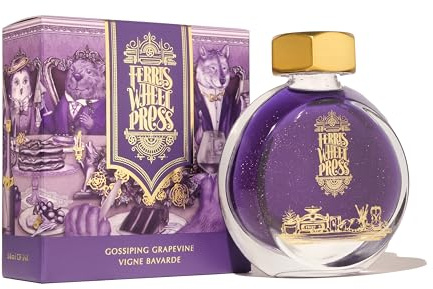Ferris Wheel Press Ink, Everyday Ink Collection, Gossiping Grapevine, Vibrant Purple with Wine Shimmer, 38ml Fountain Pen Ink Bottle