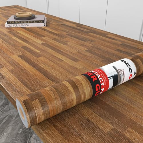 Decotalk Papier Adhesif Pour Meuble Bois Brun Foncé Pour Cuisine 60X300cm Papier Peint Imitation Bois Imperméable Film Autocollant Meuble Décoratif Rouleau Vinyle Adhesif pour Salle de Bain Chambre