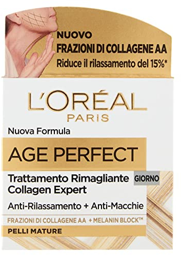 L'Oréal Paris Crema Viso Giorno Anti-Età, Per Pelli Mature, Pelle Più Compatta e Levigata, Macchie dell'Età Ridotte, Con Peptidi di Micro-Collagene e Niacinamide, Age Perfect Collagen Expert, 50 ml