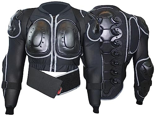 German Wear Protektorenjacke Damen & Herren für Motorrad Motocross ATV Skatebording Quad Scooter MTB Enduro Reiten Protektoren - Atmungaktiv 2in1 Jacke mit abnehmbar Rückenprotektor - Schwarz - M