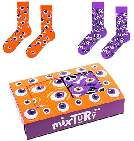 ZOOKSY - Lustige Bunte Socken für Damen und Herren (2 Paar) I Funny Socks I Verrückte Motivsocken mit Baumwolle I Bunt Motiv Socke I Halloween Motive I Große: 41-46