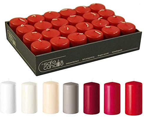 Velas pilares – Velas de cera de columna/velas de Adviento (rubí, grande: altura 15 cm, diámetro 6 cm, 12 unidades)