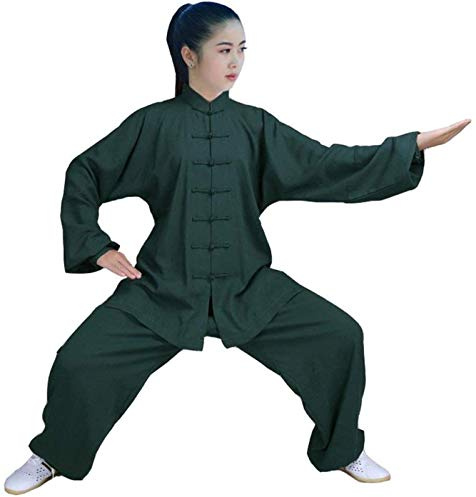 FLY FLU Tai Chi Femme, Homme Qi Gong Arts Martiaux Wing Chun Shaolin Kung Fu Taekwondo Vêtements - Pour Seniors Débutants Hommes Femmes, Vert-L