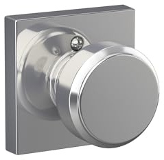 SCHLAGE F170 BWE 625 COL Bowery Knob with Collins Trim Non-Turning Dummy Door Handle, Bright Chrome