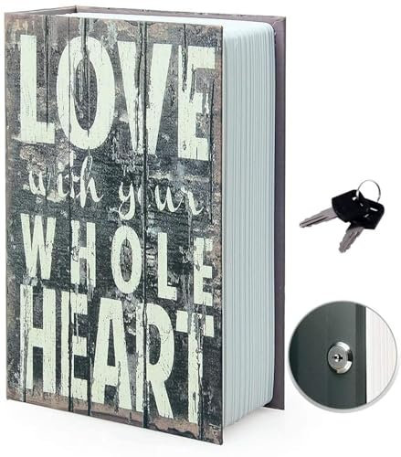 Diversion Book Safe with Key Lock, Hidden sturdy small safe, ，Portable Cash Jewelry secret safe， Classical Design book safe blends into book shelf well.
