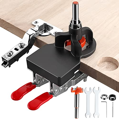 XUNTOP 35mm Concealed Hinge Jig Hole Set, Aluminum Alloy Material, Double Clip Fixed More Stable, Precision Manufacturing for Wood Furniture Door Cabinets