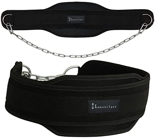 Weight Lifting Belt with Chain Fitness Dip Belt for Weightlifting Neoprene Support Weighted Pull Up Belt With Heavy Duty Steel Chain for Men Added Weight Training, Squat, Deadlift, Bodybuilding (B)