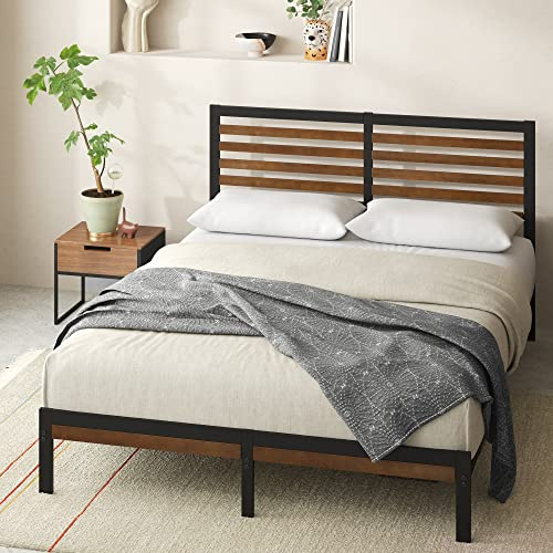 Zinus Kai Bamboo and Metal Platform Bed Frame with Headboard, No Box Spring Needed, Easy Assembly, Full, Brown