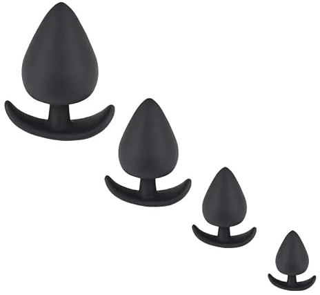 4-delars set/damleksaker i silikon Àmàl Plǖg Ạnạl Beạds - Massage- och avslappningsserie (svart)
