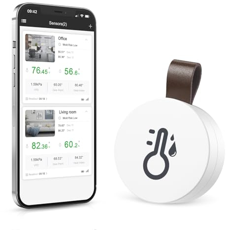 Brifit Thermomètre Hygromètre Bluetooth, Mini Thermomètre d'intérieur avec App, Stockage de Données, Capteur de Moniteur de Température, Thermomètre Connecté pour Maison, Bureau, iOS Android