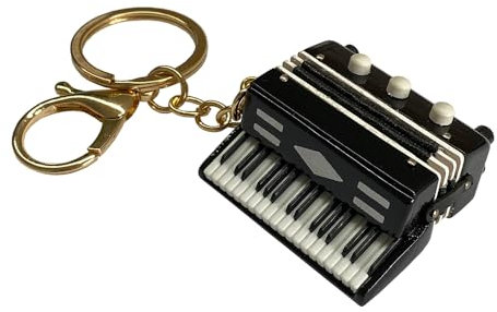 GEBIBB Akkordeon-Schlüsselanhänger, Musikinstrument-Schlüsselanhänger, Geschenk für Musikinstrumente, Weihnachtsdekoration, Schwarz