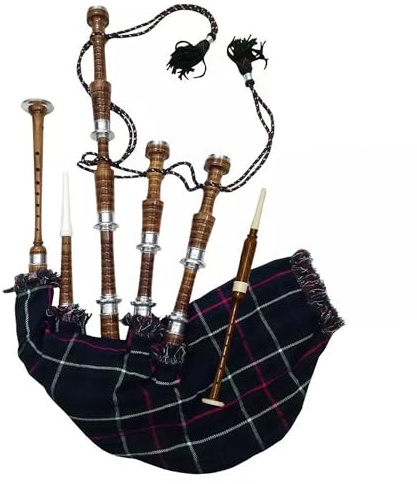 TC Playable cornamusa – Cornamusa tradizionale delle Highland McKenzie, copertura scozzese, qualità premium, finitura marrone naturale in palissandro