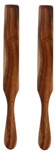 Amosfun Spatule En Bois à Long Manche 2 Pièces, Racloir à Beurre Et Étaloir à Confiture, Outil Compact Cuisine, Barbecues Et Dégustations, Pour Tartiner Fromages Et Sauces